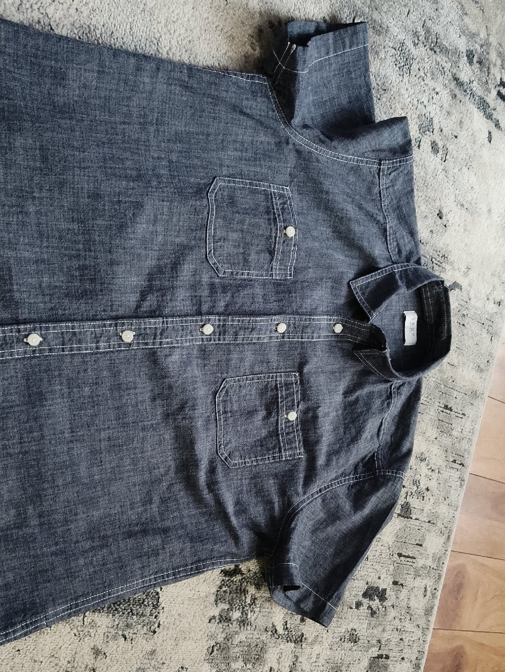 Men's Short Sleeve Denim Shirt - Dark Blue